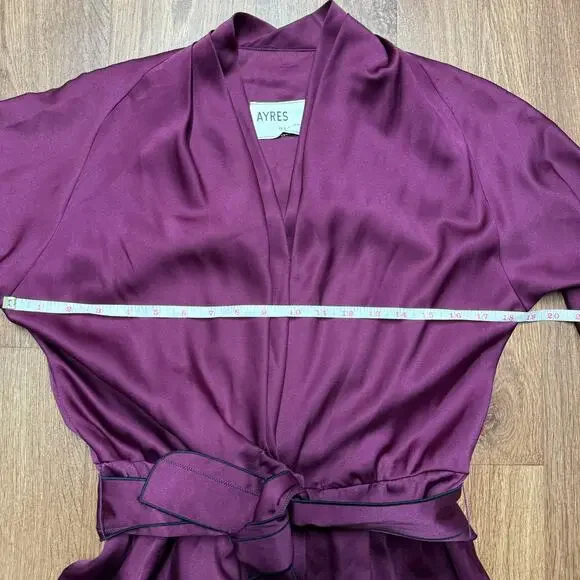 Ayres E. Eysen Vintage Purple Satin Wrap Front Dress VTG Size 6 Long Sleeve MOD - Picture 8 of 11